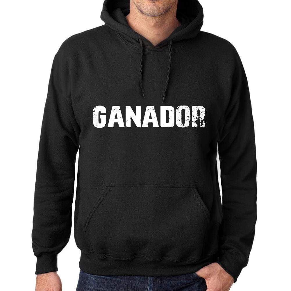 Mens Womens Unisex Printed Graphic Cotton Hoodie Soft Heavyweight Hooded Sweatshirt Pullover Popular Words Ganador Deep Black - Black / Xs /