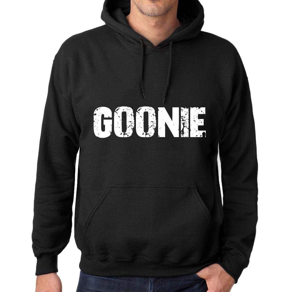 Mens Womens Unisex Printed Graphic Cotton Hoodie Soft Heavyweight Hooded Sweatshirt Pullover Popular Words Goonie Deep Black - Black / Xs /