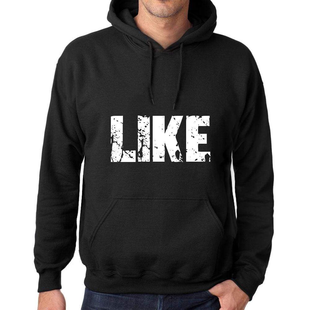 Mens Womens Unisex Printed Graphic Cotton Hoodie Soft Heavyweight Hooded Sweatshirt Pullover Popular Words Like Deep Black - Black / Xs /