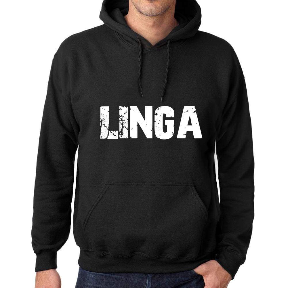 Mens Womens Unisex Printed Graphic Cotton Hoodie Soft Heavyweight Hooded Sweatshirt Pullover Popular Words Linga Deep Black - Black / Xs /