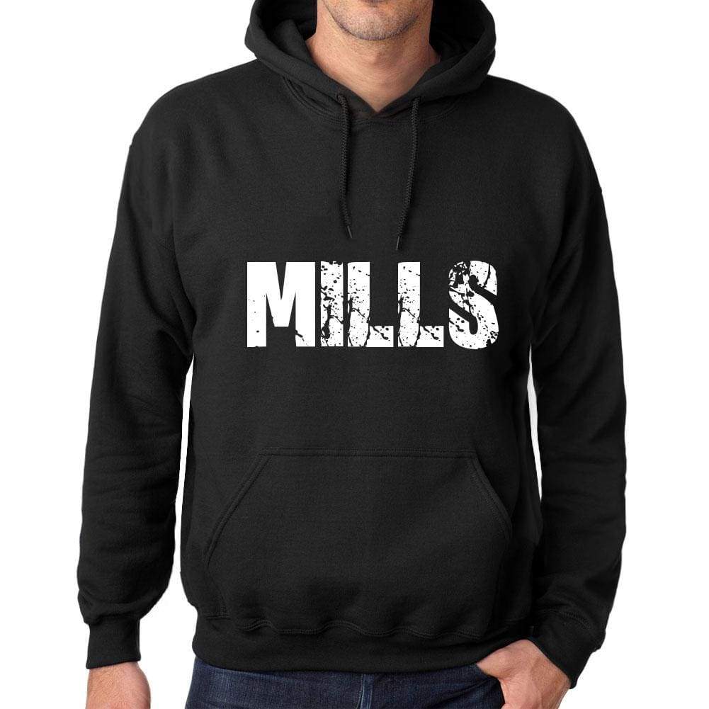 Mens Womens Unisex Printed Graphic Cotton Hoodie Soft Heavyweight Hooded Sweatshirt Pullover Popular Words Mills Deep Black - Black / Xs /