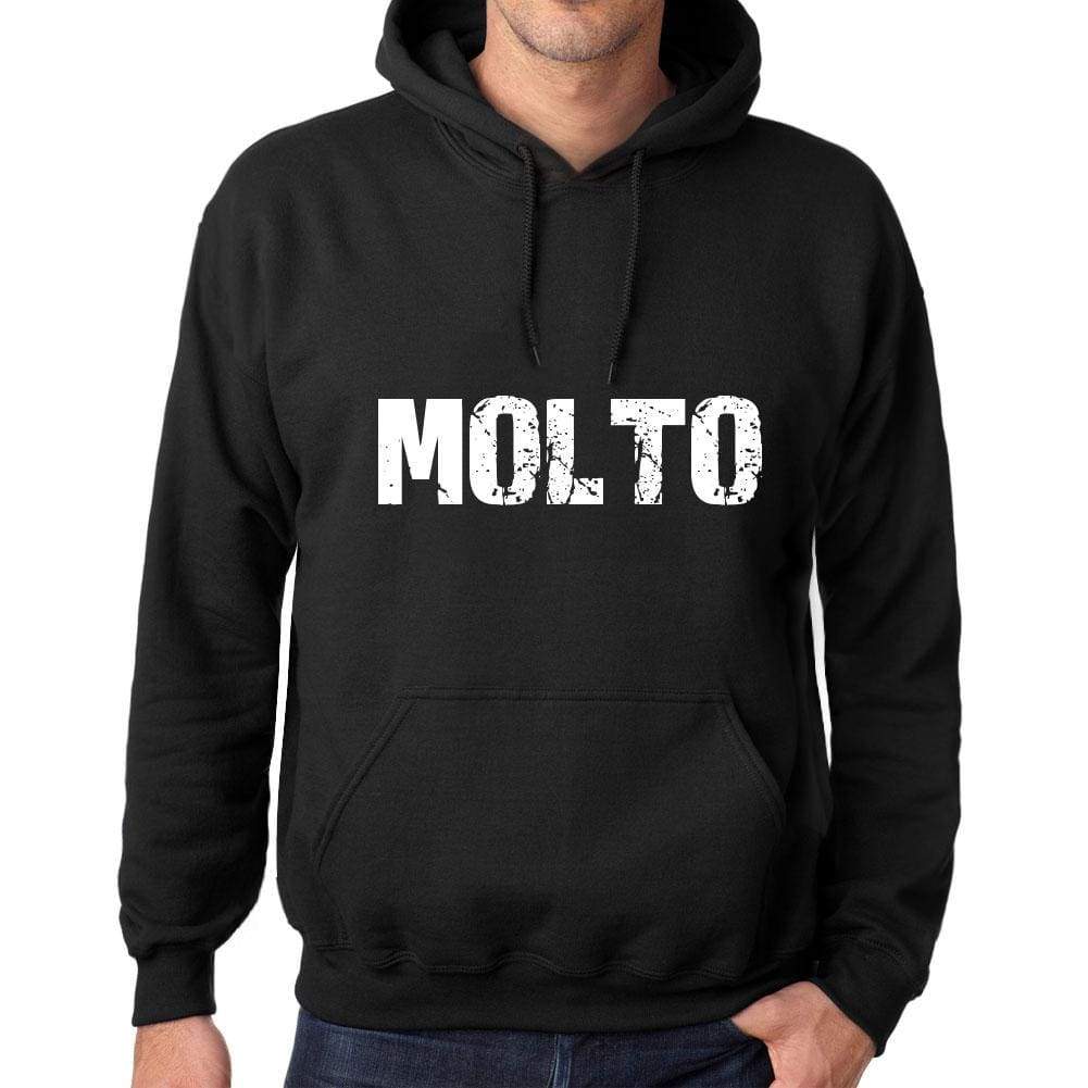 Mens Womens Unisex Printed Graphic Cotton Hoodie Soft Heavyweight Hooded Sweatshirt Pullover Popular Words Molto Deep Black - Black / Xs /