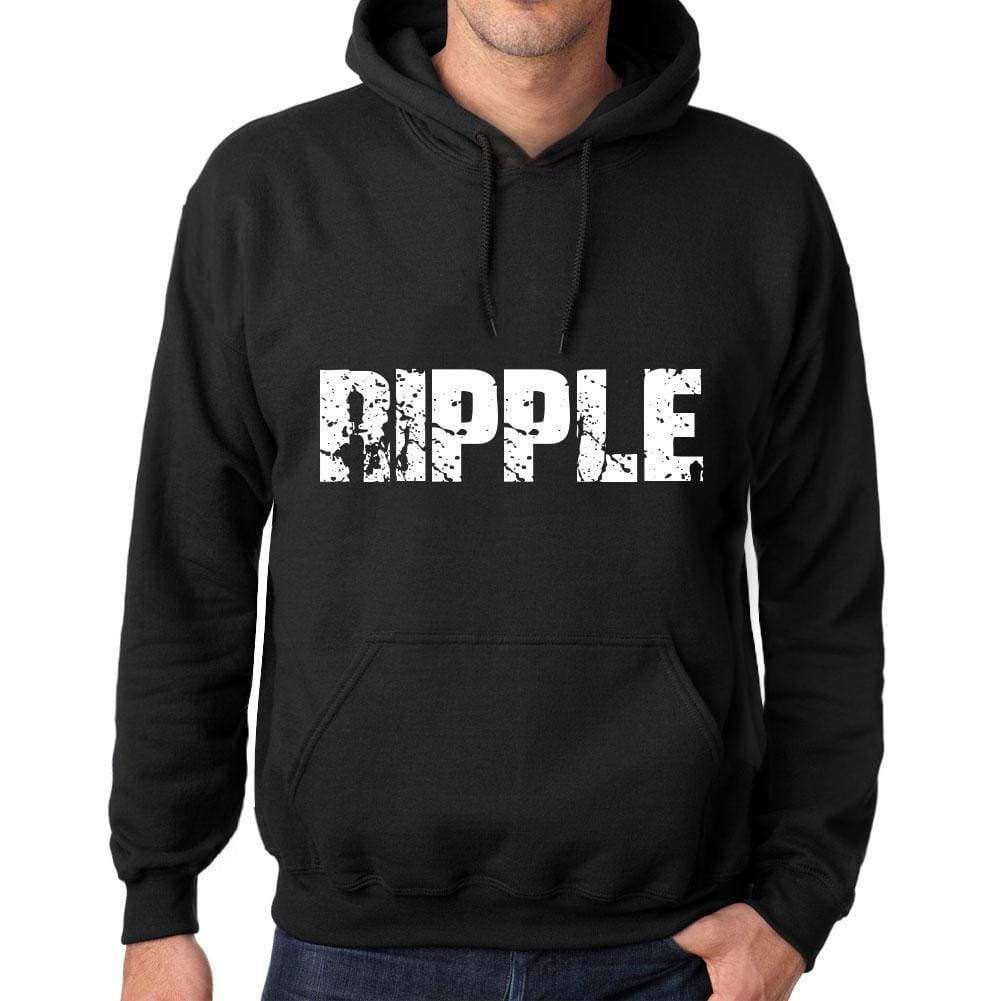 Mens Womens Unisex Printed Graphic Cotton Hoodie Soft Heavyweight Hooded Sweatshirt Pullover Popular Words Ripple Deep Black - Black / Xs /