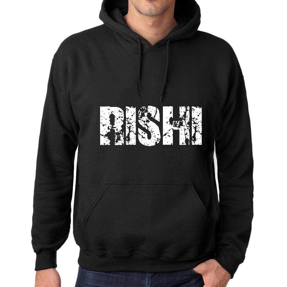 Mens Womens Unisex Printed Graphic Cotton Hoodie Soft Heavyweight Hooded Sweatshirt Pullover Popular Words Rishi Deep Black - Black / Xs /