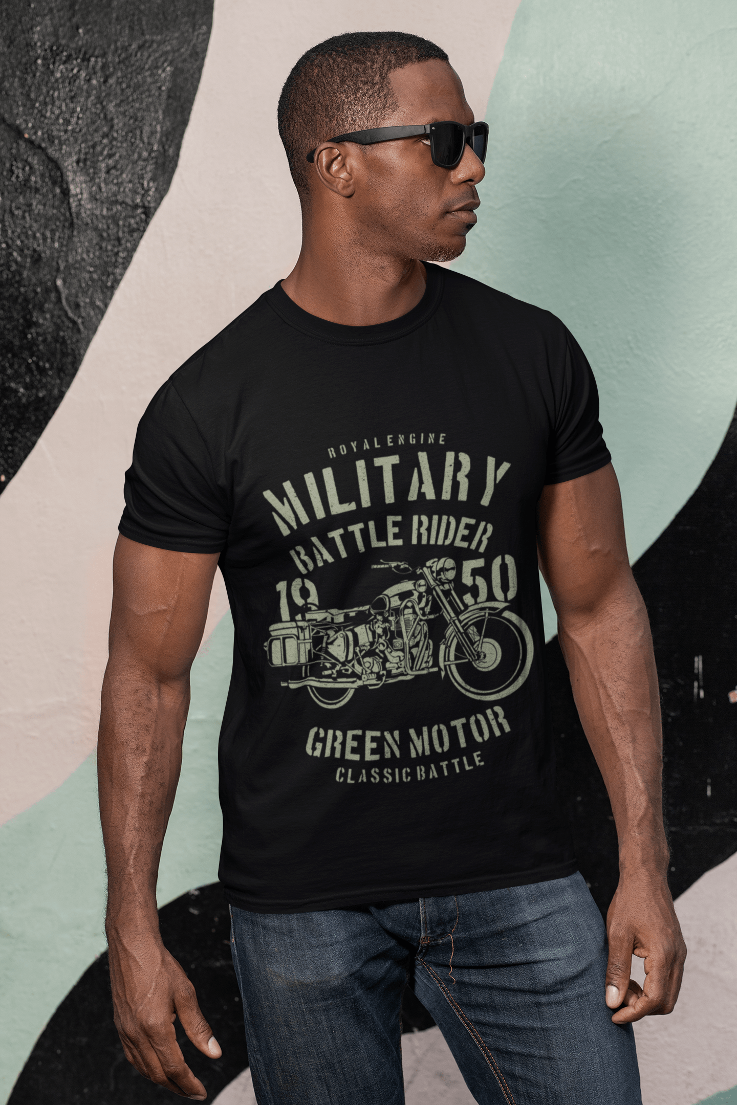 ULTRABASIC Men's T-Shirt Military Battle Rider Since 1950 - Motorcycle Tee Shirt