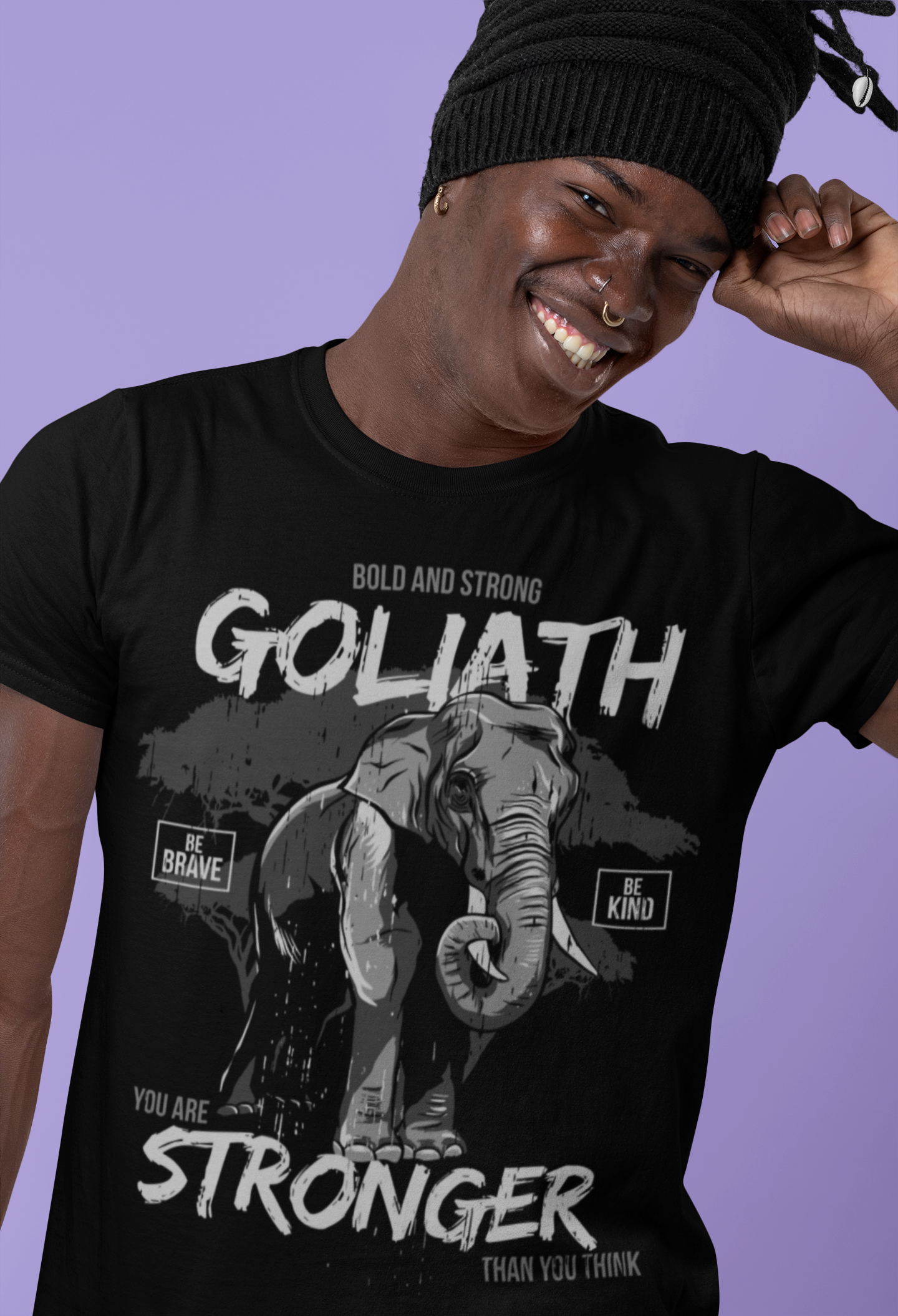 ULTRABASIC Men's T-Shirt You Are Stronger Than You Think - Goliath Elephant Shirt