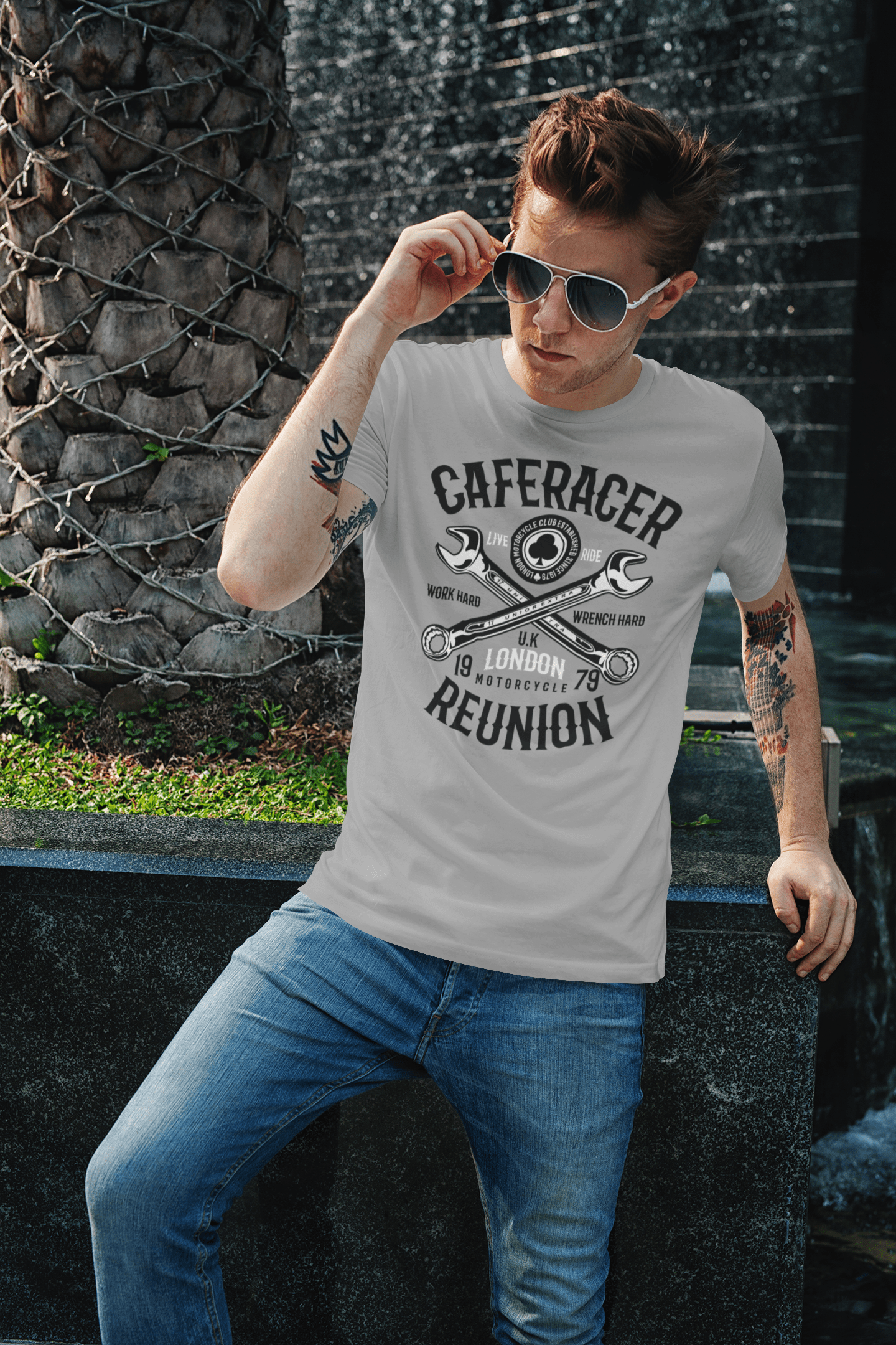 ULTRABASIC Herren T-Shirt Caferacer Reunion – Live Ride Motorradshirt für Herren