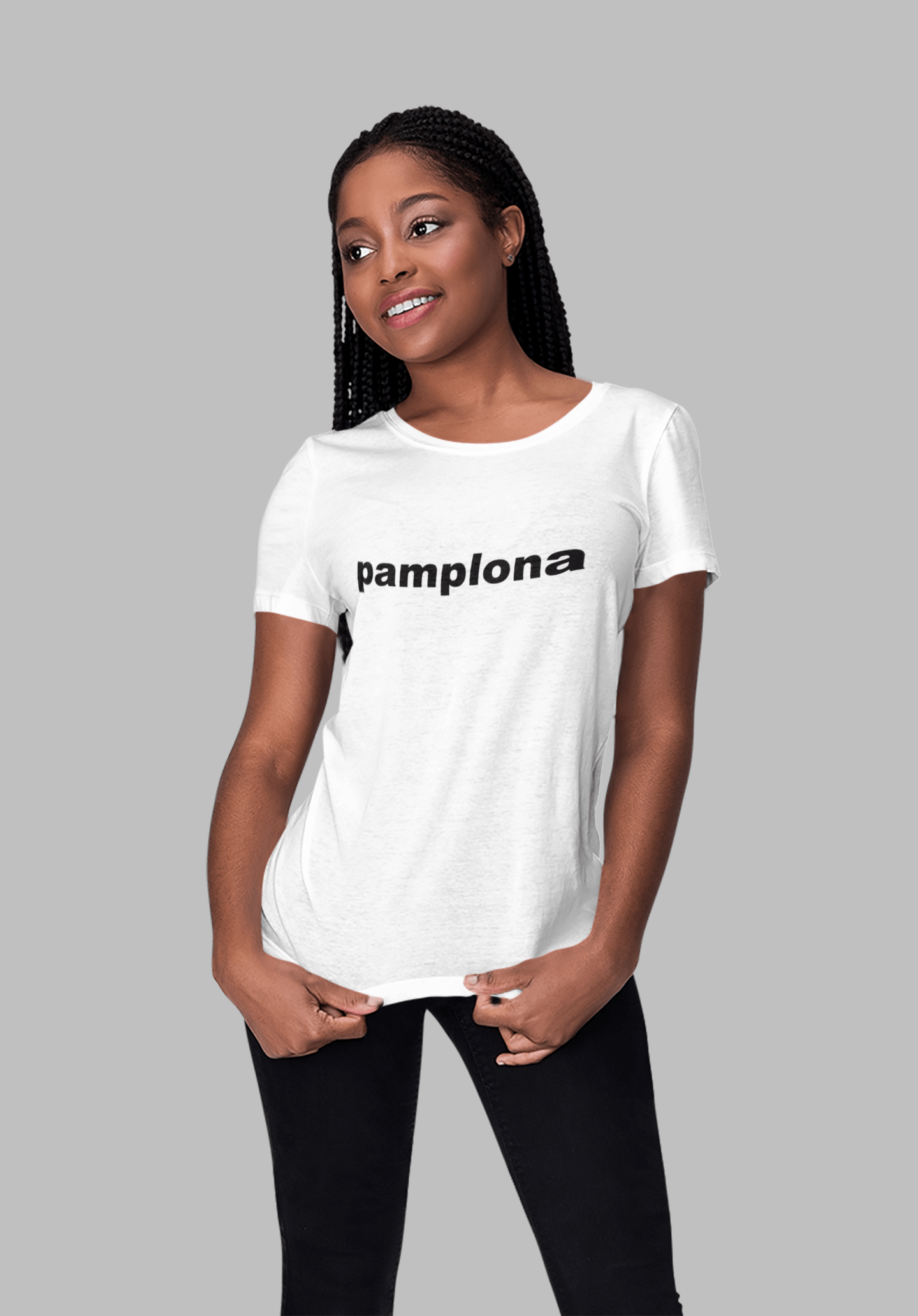 T-shirt à manches courtes et col rond pour femmes, attraction touristique de Pampelune, 00072