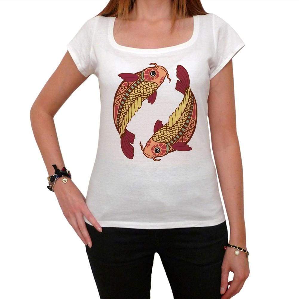 Pisces Zodiac Sign White Womens T-Shirt 100% Cotton 00214