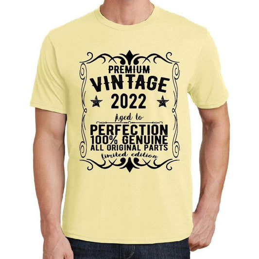 Premium Vintage Year 2022 Yellow Mens Short Sleeve Round Neck T-Shirt Gift T-Shirt 00348 - Yellow / S - Casual