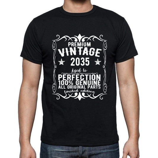 Premium Vintage Year 2035 Black Mens Short Sleeve Round Neck T-Shirt Gift T-Shirt 00347 - Black / S - Casual