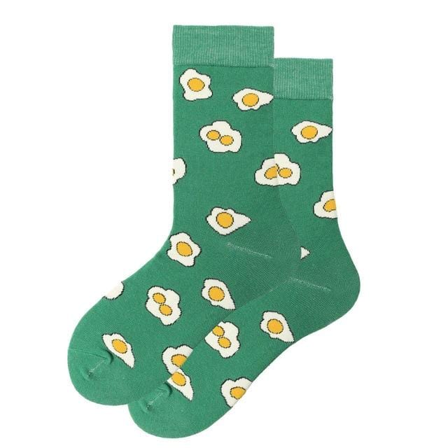 Chaussettes drôles dessin animé œuf Sushi feuille avocat Dessert mignon Harajuku Happy Skate Street Hip Hop Vintage décontracté coton chaussettes