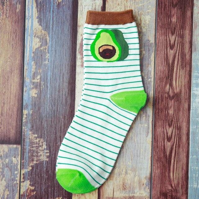 Korean women's fashion fruit socks casual cotton avocado watermelon avocado pattern Harajuku style socks happy girl socks