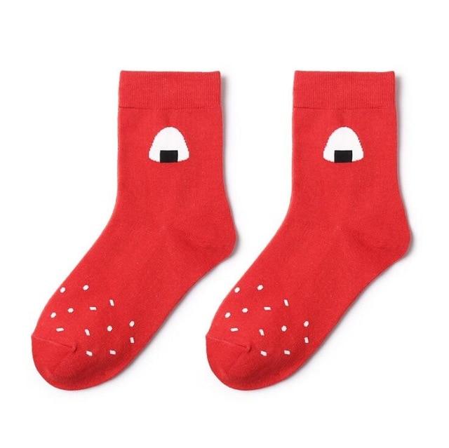 Harajuku Funny Sushi Socks Japanese Creative Cartoon Crew Socks Women Novelty Calcetines Mujer Sokken Female Girl Cute Socks