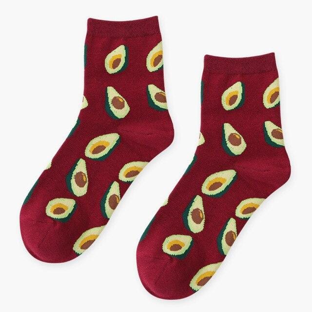 Chaussettes d'été coréennes Happy Fruits, citron avocat ananas cerise myrtille Orange gardénia feuilles de bananier imprimées unisexe sox