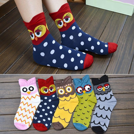 Fashion woman funny owl woman cotton socks Korean female style happy cute animal cartoon ankle socks