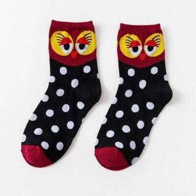 Mode femme drôle hibou femme coton chaussettes coréen femme style heureux mignon animal dessin animé cheville chaussettes