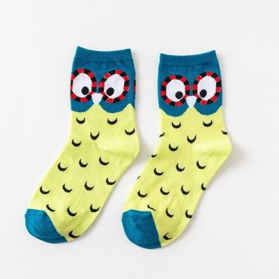 Mode femme drôle hibou femme coton chaussettes coréen femme style heureux mignon animal dessin animé cheville chaussettes