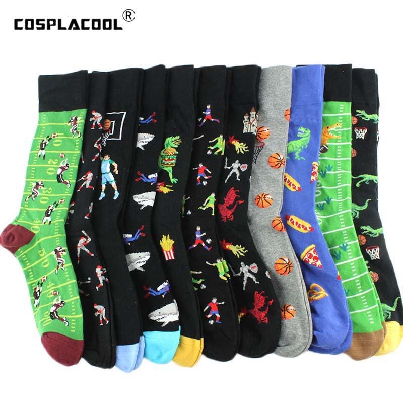 Creative Food Animal Socks Combed Cotton Funny Socks Men Novelty Design Plane Dinosaur Crew Skateboard Socks Calcetines Hombre