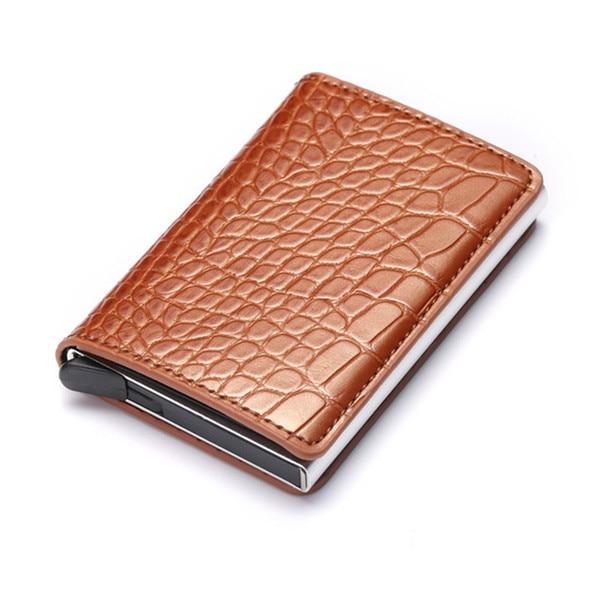 Business ID Credit Card Holder Men and Women Metal RFID Vintage Aluminium Box PU Leather Card Wallet Note Carb-Card Holder-Ultrabasic