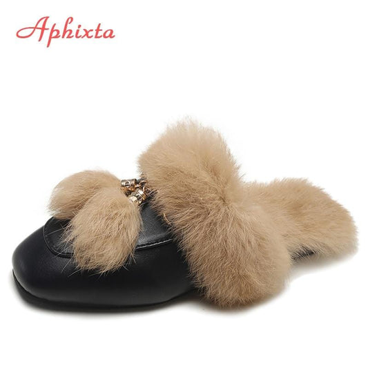 Véritable fourrure pantoufles chaussures femme 2020 Mules femmes fourrure pantoufles hiver chaud femmes chaussures mode pantoufles lapin cheveux