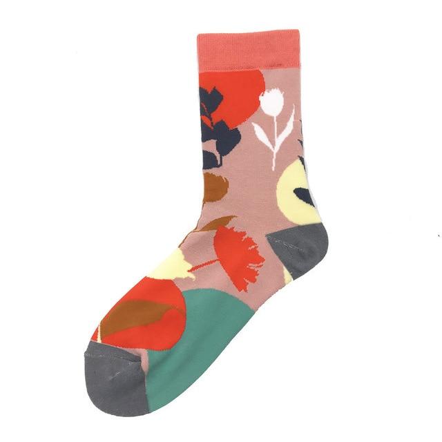 Cartoon Cute Flower Abstract Art Female Socks Animal Cotton Short Creative Women Sock Warm Funny Kawaii Winter Happy Ankle Socks