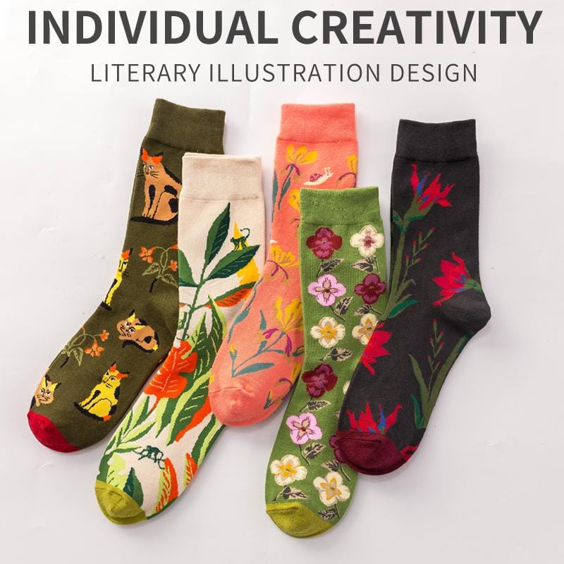 Chaussettes longues en coton pour hommes et femmes, mode Harajuku Kawaii, peinture klimt, qualité colorée, streetwear amusant, nouveauté folle