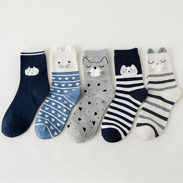 5Pairs 2019 Neue Herbst Frauen Baumwolle Socken In rohr Tier Ohr Nette Socken Fuchs Bär Weiche Cartoon Socken mädchen