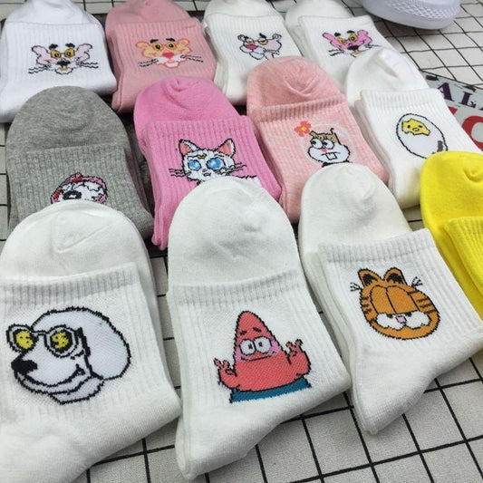 Harajuku Cute Patterend Ankle Socks Hipster Skatebord Ankle Funny Socks Female Fashion Cartoon Character Cute Short Socks Women