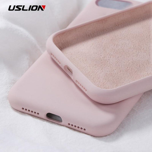 USLION Silicone Solid Color Case for iPhone XS 11 Pro MAX XR X XS Max Candy Phone Cases for iPhone 11 7 6 6S 8 Plus Soft Cover