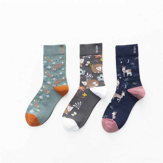 3 Pairs/lot Winter Retro Women Van Gogh Modern Oil Paint Cotton Mural World Famous Socks Art Abstract Happy Funny Women Socks