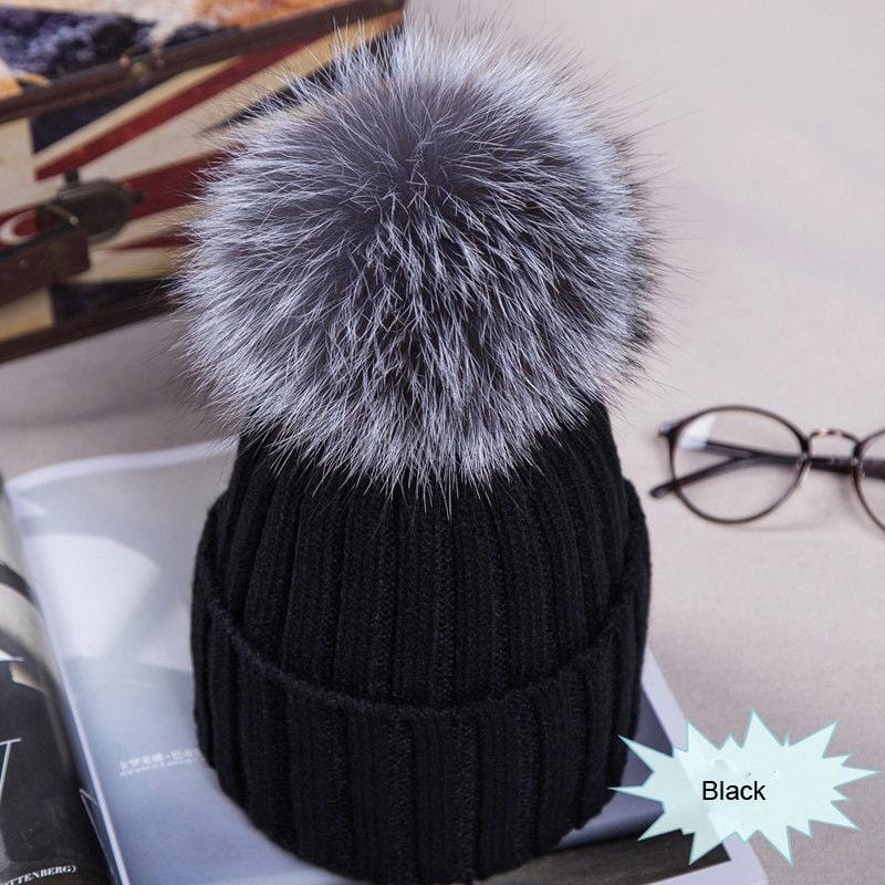 Offre spéciale hiver femmes Pom Pom bonnets chaud tricoté Bobble fille fourrure Pompon chapeaux réel fourrure de raton laveur Pompon chapeau décontracté casquette