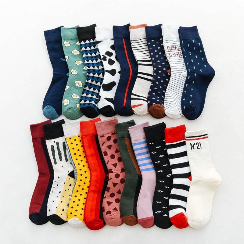 1 paire hommes coloré confort chaussettes casual Harajuku géométrie motif Skateboard chaussettes nouveau 2019 drôle mariage chaussettes hommes femmes