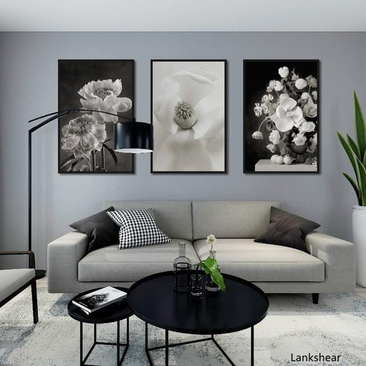 European Black And White Flowers Decorative Paintings Canvas Posters and Prints Wall Art Picture For Living Room Home Decoration