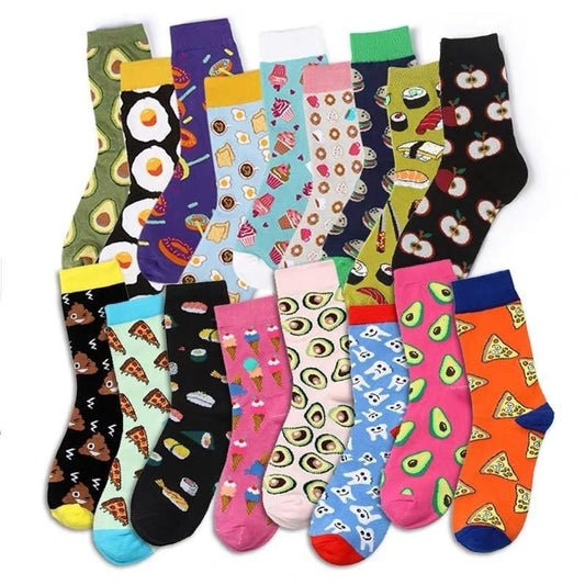 Neuheit Frauen Socken Lustige Süße Cartoon Früchte Banane Avocado Zitrone Ei Donuts Essen Glücklich Japanische Harajuku Skateboard Socken