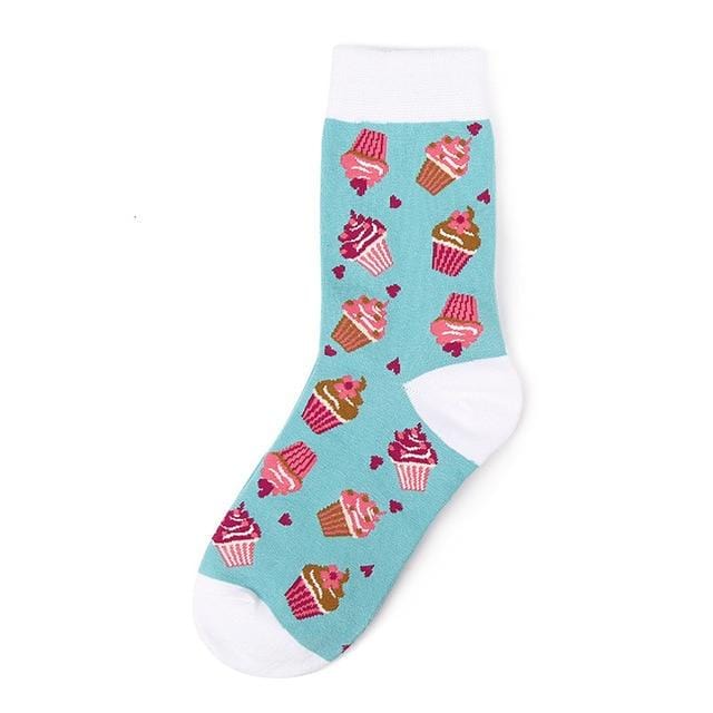 Novelty Women Socks Funny Cute Cartoon Fruits Banana Avocado Lemon Egg Donuts Food Happy Japanese Harajuku Skateboard Socks