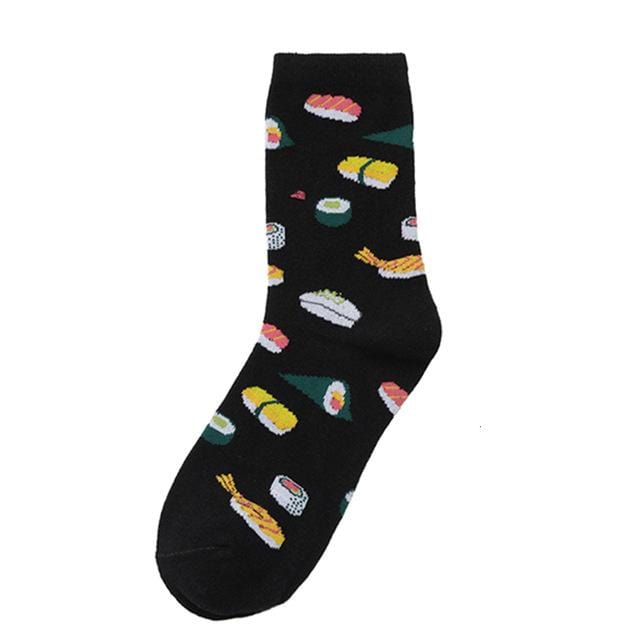 Novelty Women Socks Funny Cute Cartoon Fruits Banana Avocado Lemon Egg Donuts Food Happy Japanese Harajuku Skateboard Socks