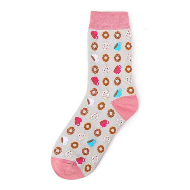 Novelty Women Socks Funny Cute Cartoon Fruits Banana Avocado Lemon Egg Donuts Food Happy Japanese Harajuku Skateboard Socks