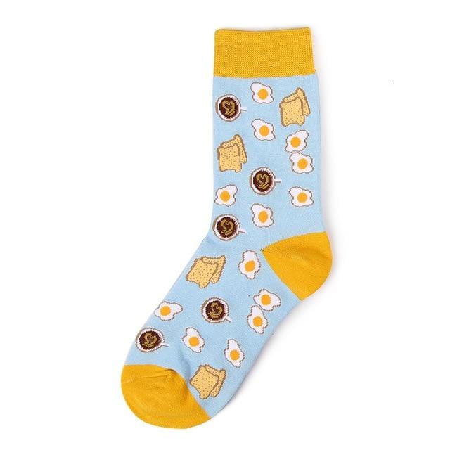 Novelty Women Socks Funny Cute Cartoon Fruits Banana Avocado Lemon Egg Donuts Food Happy Japanese Harajuku Skateboard Socks