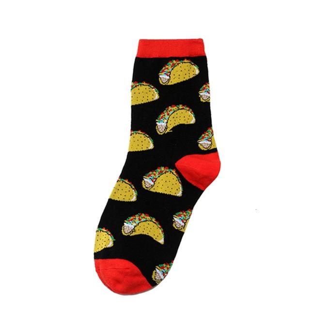 Novelty Women Socks Funny Cute Cartoon Fruits Banana Avocado Lemon Egg Donuts Food Happy Japanese Harajuku Skateboard Socks