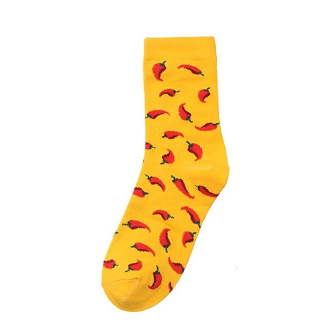 Novelty Women Socks Funny Cute Cartoon Fruits Banana Avocado Lemon Egg Donuts Food Happy Japanese Harajuku Skateboard Socks