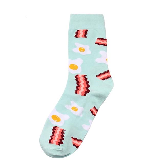 Novelty Women Socks Funny Cute Cartoon Fruits Banana Avocado Lemon Egg Donuts Food Happy Japanese Harajuku Skateboard Socks