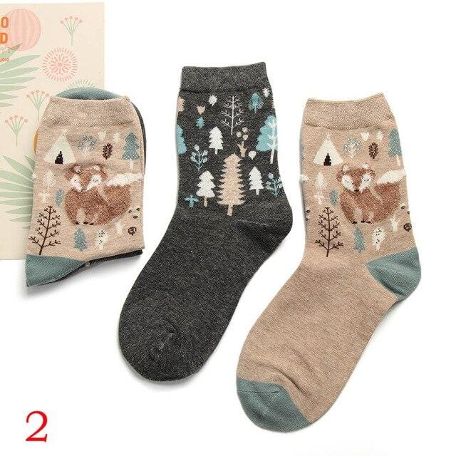 2 paar 2020 Frühling Herbst Nette Socken Frauen Weihnachten Geschenk Box Baumwolle Socken Cartoon Print Kreative Mode Kurze Glückliche Socken für Mädchen