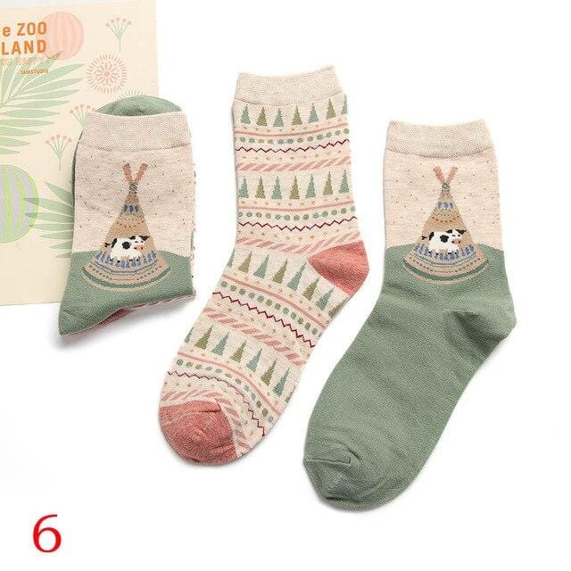 2 paar 2020 Frühling Herbst Nette Socken Frauen Weihnachten Geschenk Box Baumwolle Socken Cartoon Print Kreative Mode Kurze Glückliche Socken für Mädchen