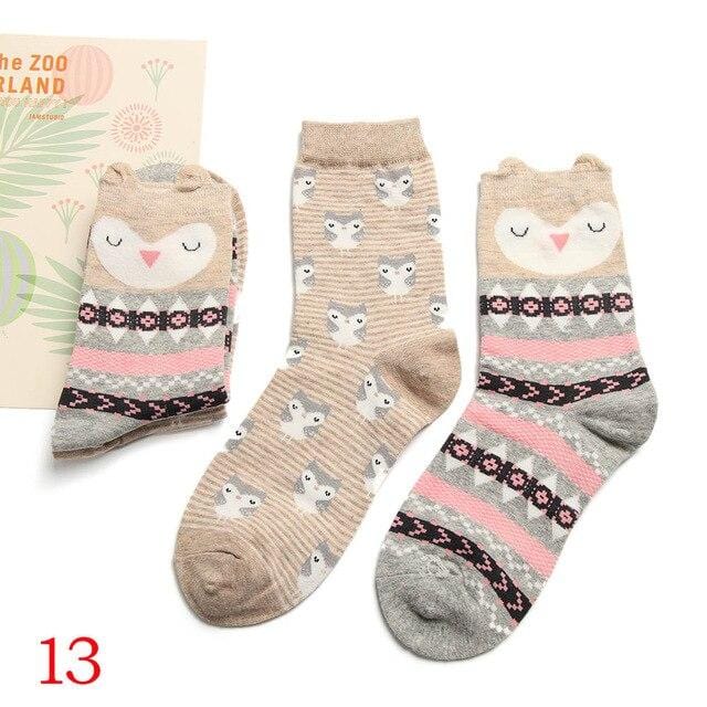 2 paires de chaussettes mignonnes pour femmes, boîte cadeau de noël, en coton, imprimé de dessin animé, mode créative, chaussettes courtes joyeuses pour filles, printemps-automne 2020