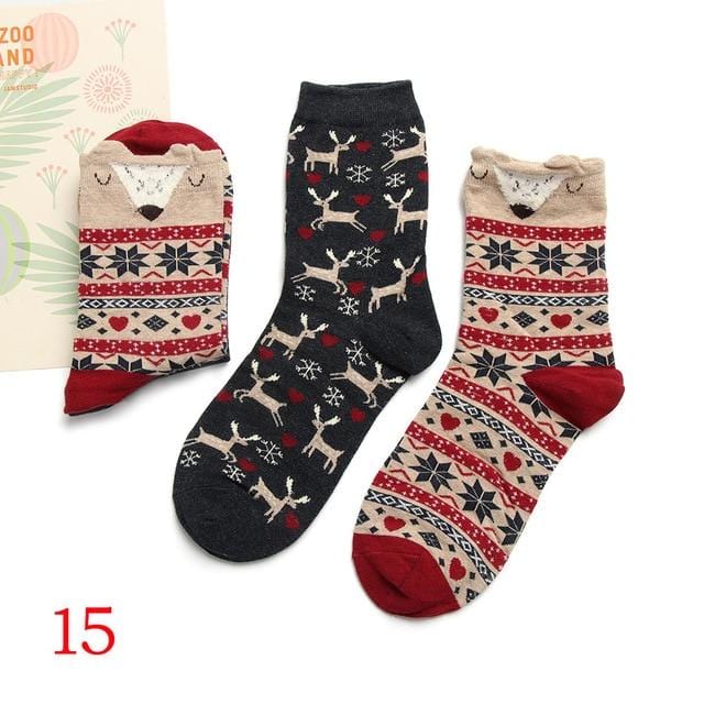 2Pair 2020 Spring Autumn Cute Socks Women Xmas Gift Box Cotton Socks Cartoon Print Creative Fashion Short Happy Socks For Girls