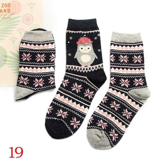 2Pair 2020 Spring Autumn Cute Socks Women Xmas Gift Box Cotton Socks Cartoon Print Creative Fashion Short Happy Socks For Girls