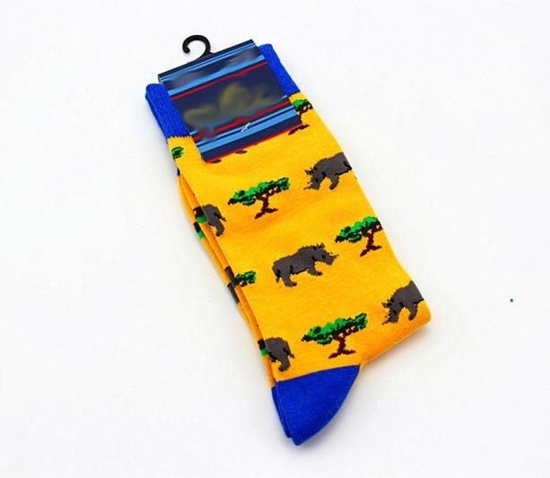 New Men's sock Brand Cactus Panda Monkey Pattern Hip hop Cool Socks for Men Winter Thick Long Skate Funny Socks Colorful EUR40-47