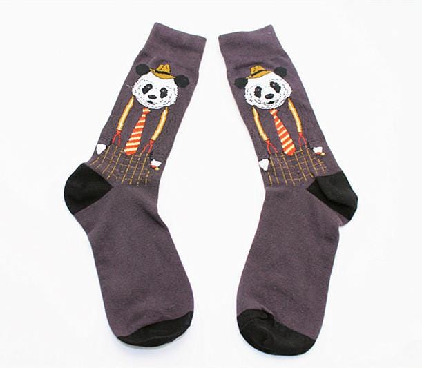 New Men's sock Brand Cactus Panda Monkey Pattern Hip hop Cool Socks for Men Winter Thick Long Skate Funny Socks Colorful EUR40-47