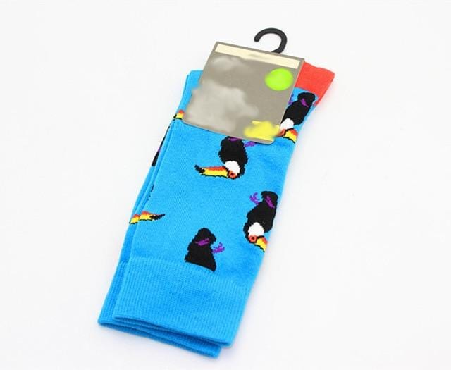 New Men's sock Brand Cactus Panda Monkey Pattern Hip hop Cool Socks for Men Winter Thick Long Skate Funny Socks Colorful EUR40-47